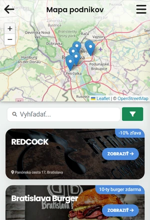 Náhľad projektu PWA aplikácia - vernostný systém
